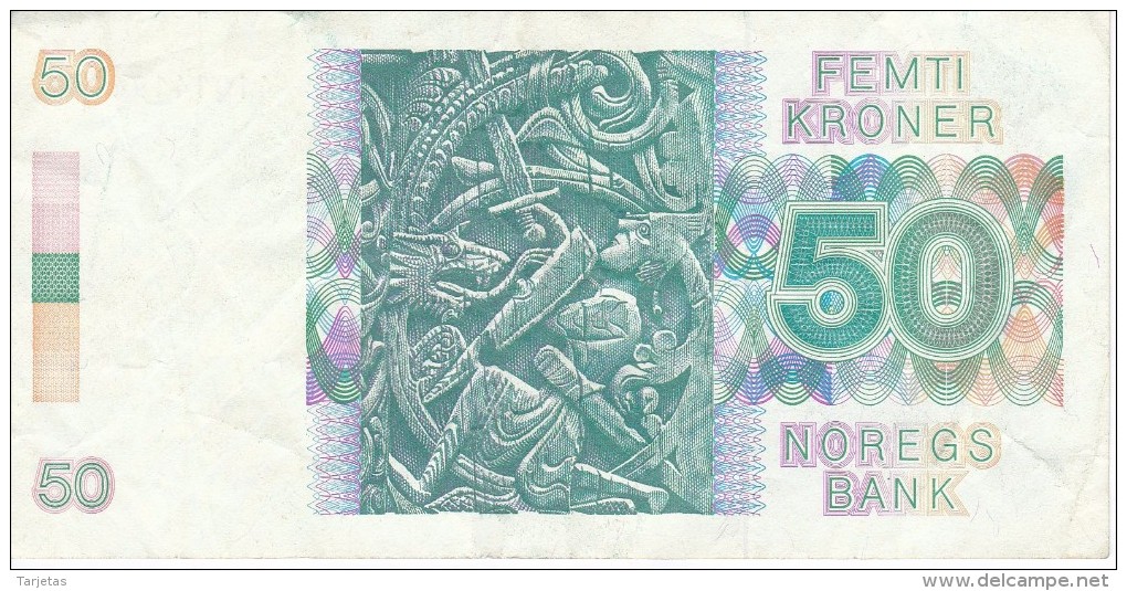 BILLETE DE NORUEGA DE 50 KRONER DEL AÑO 1985  (BANKNOTE) - Norvège