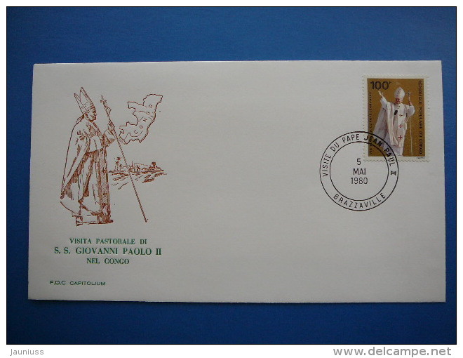 Congo FDC 1980 # Visit Pope John Paul II. PAPA J. Paulius. Giovanni Paolo II. Brazzaville - FDC