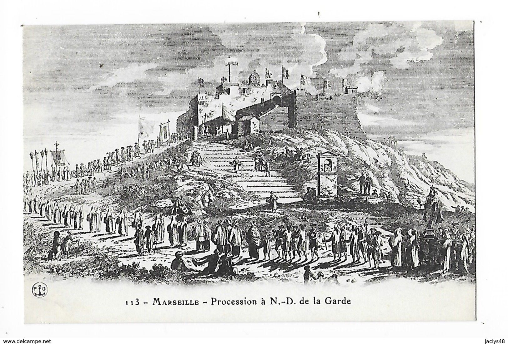 MARSEILLE  (cpa 13)    Procession à N.D. De La Garde -   - L 1 - Notre-Dame De La Garde, Ascenseur