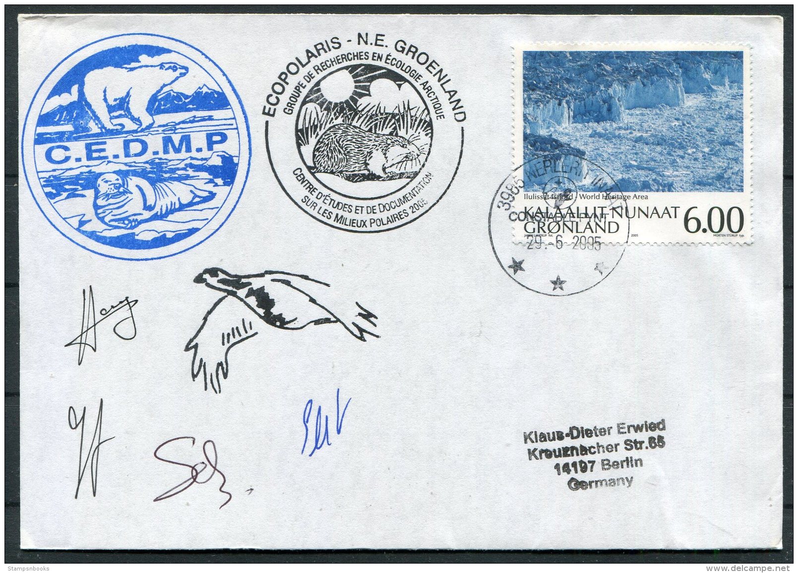 2005 Greenland Constable Pynt Ecopolaris C.E.D.M.P. Polar Bear, Walrus  Arctic Expedition Signed Cover - Covers & Documents