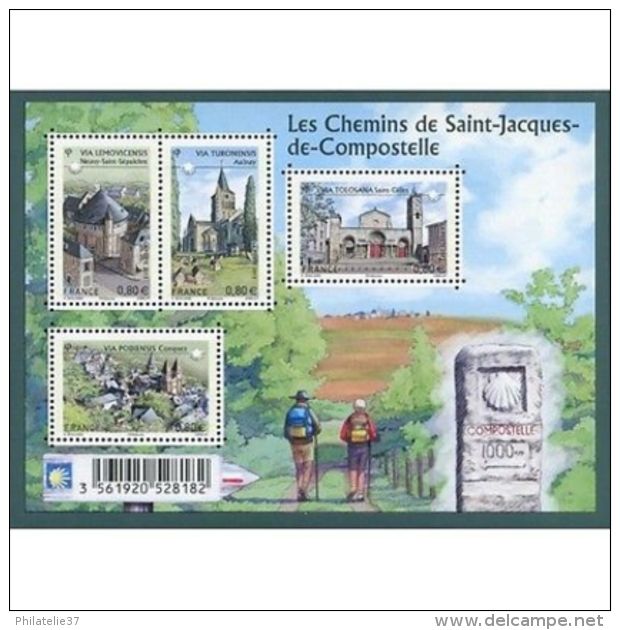 France Feuillet N°4725 Les Chemins De Saint-Jacques-de-Compostelle: Quatre étape - Other & Unclassified