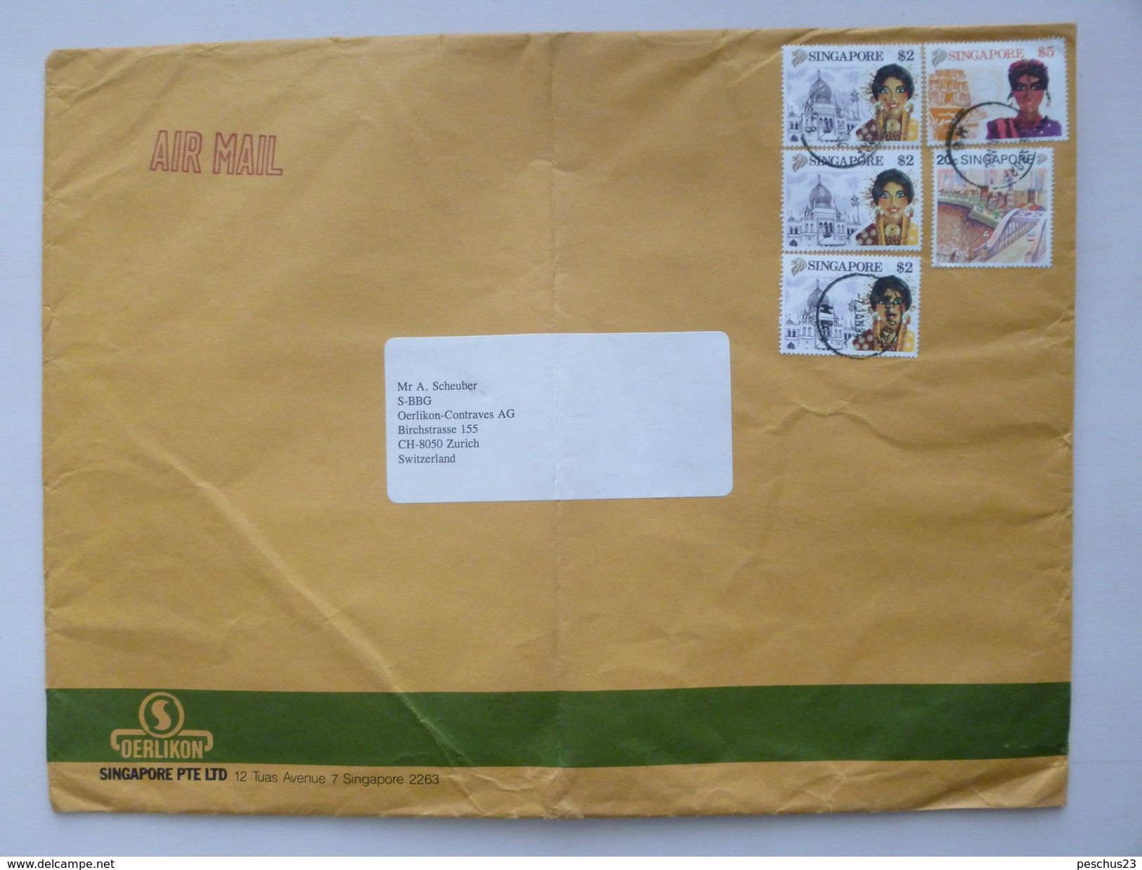 SINGAPORE => SWITZERLAND / SCHWEIZ // 1994, Commercial Oversize Air Mail Cover - Singapour (1959-...)