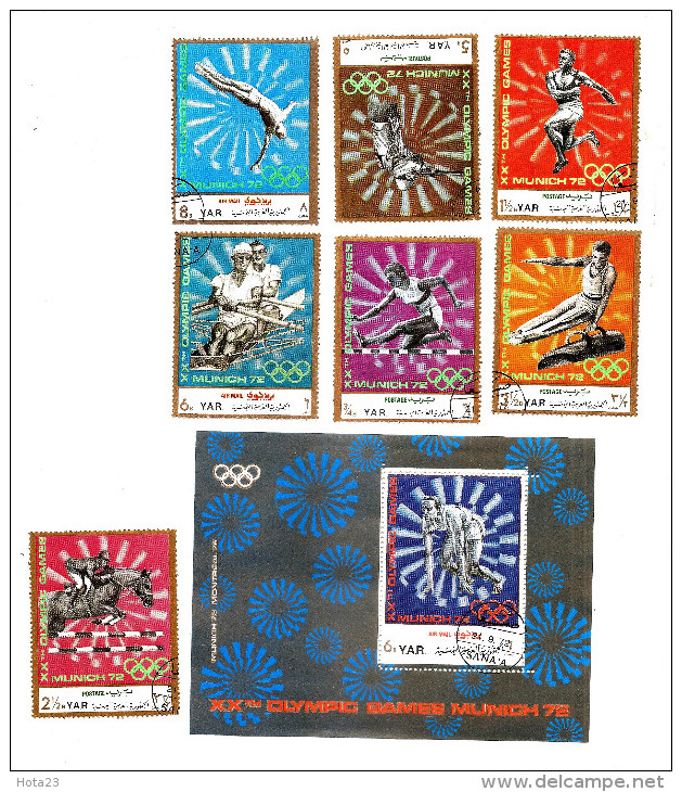 Munich 72 Olympic Games YAR Yemen Arab Republic S/S + Stamp Set 1972 Used (lot - 10 - 777 - 2017) - Ete 1972: Munich