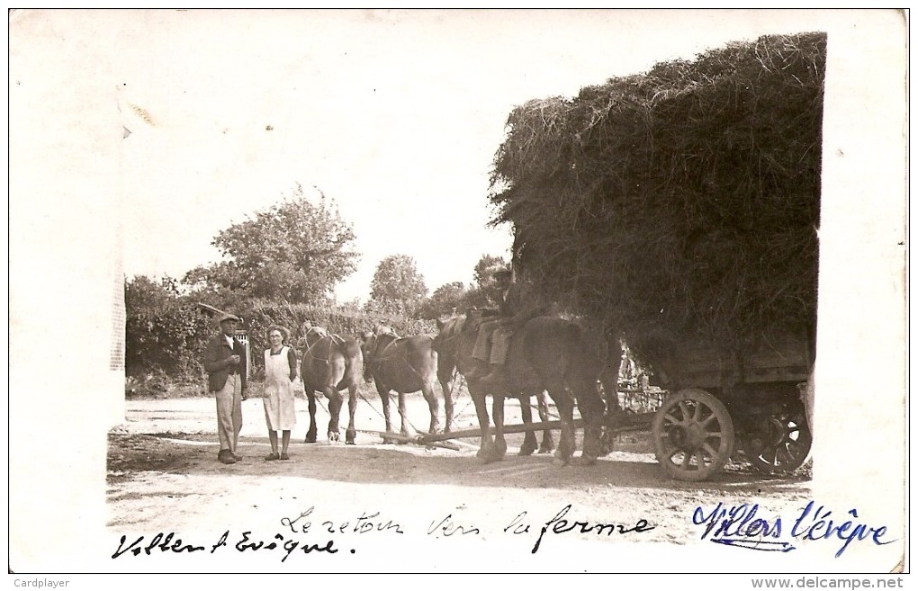 VILLERS-L´EVEQUE (Awans) - CARTE PHOTO - Le Retour Vers La Ferme - Attelage - Wagon De Foin - Belle Animation - Awans