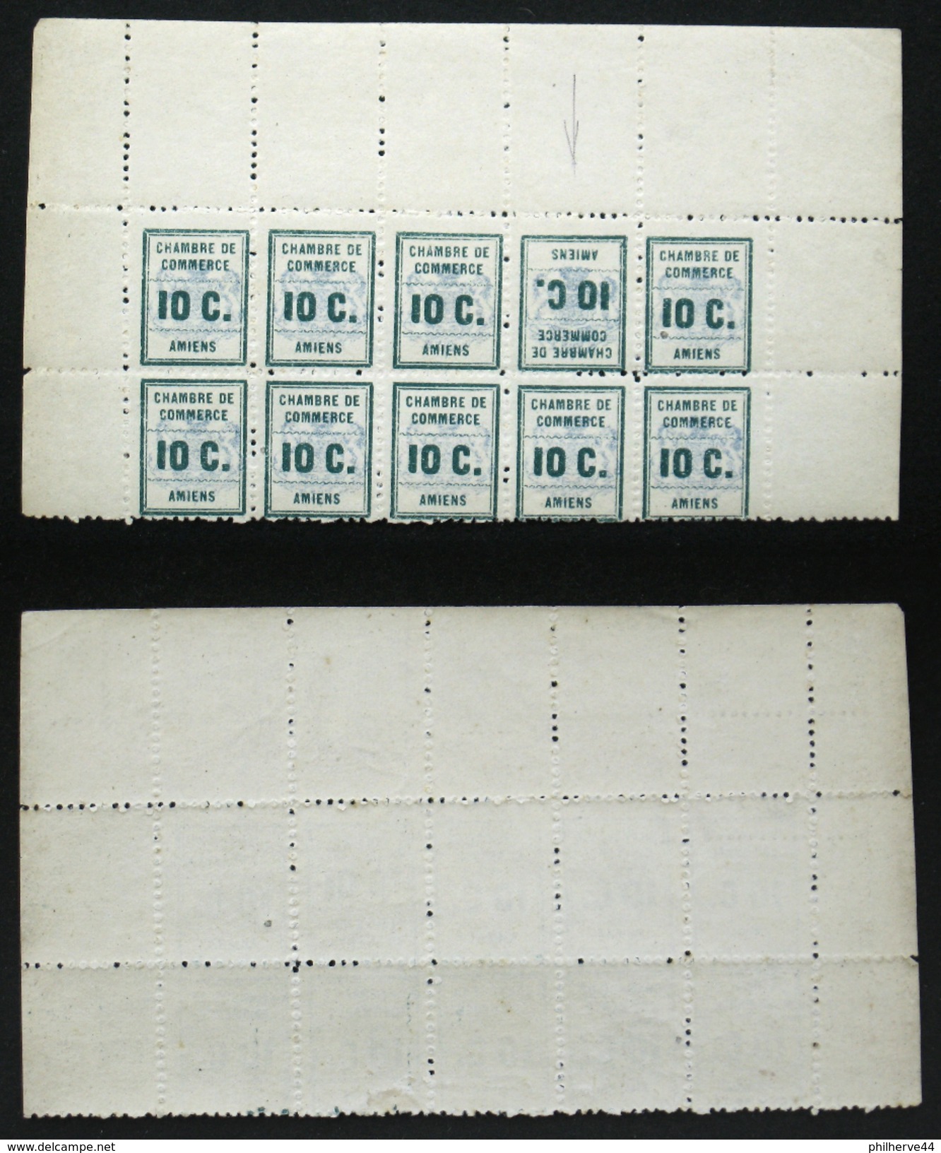 GREVE 1909 AMIENS CHAMBRE DE COMMERCE Neuf N** TB Bloc 10 Tete-beche Cote 420&euro; - Stamps