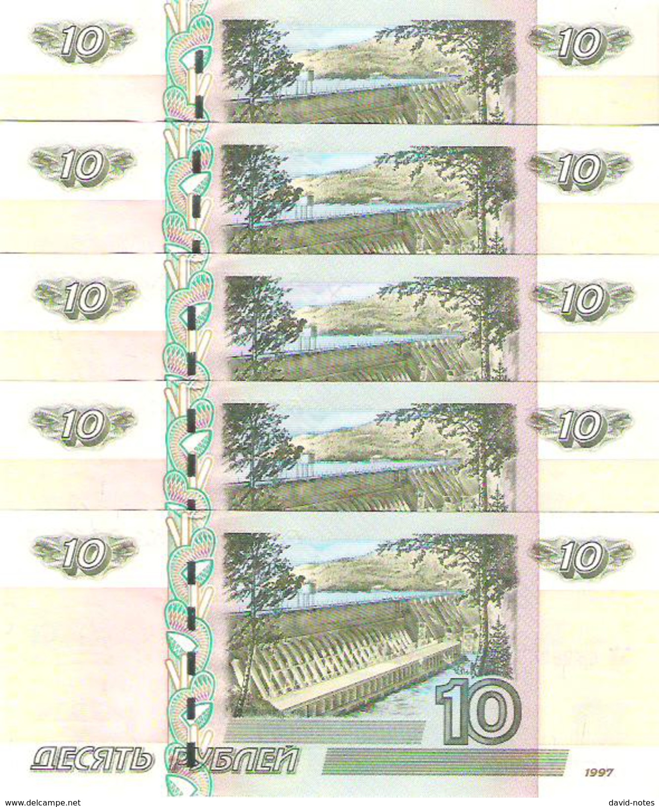 Russia - Pick 268c - 10 Rubles 1997-2004 - Unc - Lot X 5 Pcs Consecutive - Russia