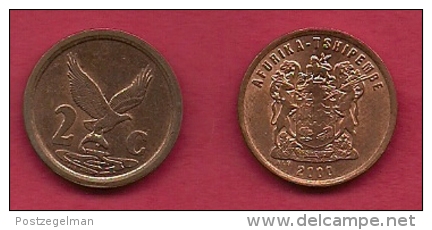 SOUTH AFRICA, 2000, 5 Off Nicely Used Coins 2 Cent C2155 (old Coat Of Arms) - South Africa