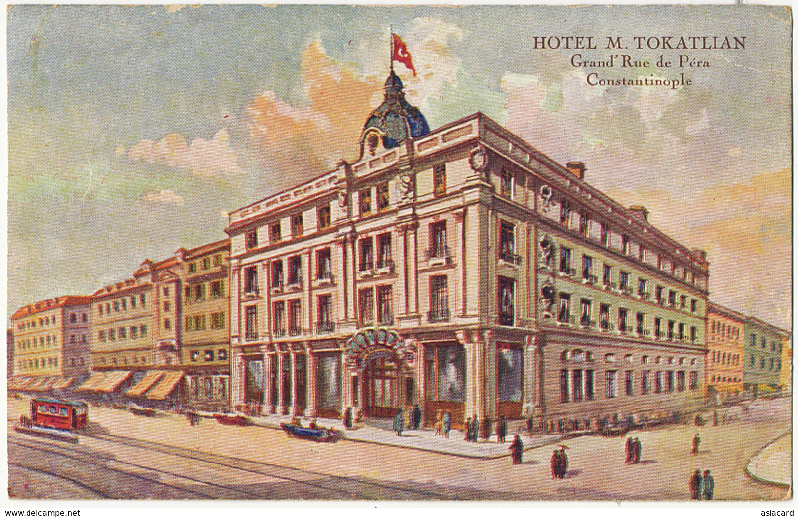 Hotel M. Tokatlian Grande Rue De Pera Constantinople Art Card Dessin Propriétaire Armenien - Arménie