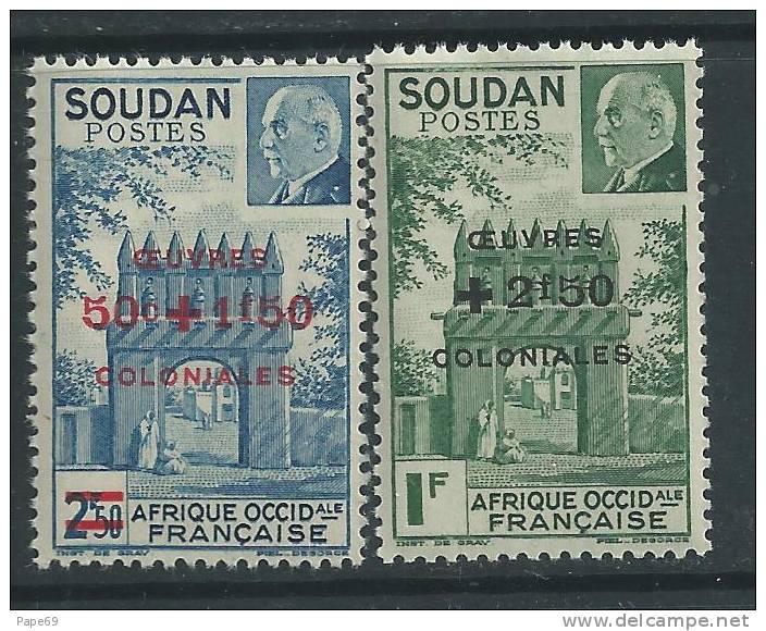 Soudan  N° 133 / 34 X Porte De Djenné Et Mal Pétain Les 2 Valeurs Surchargées Trace De Charnière Sinon TB - Neufs