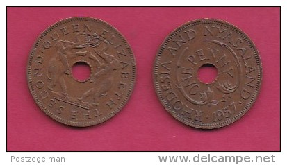 RHODESIA-NYASSALAND, 1957,  1 Penny VF, KM2,  C2867 - Colonies