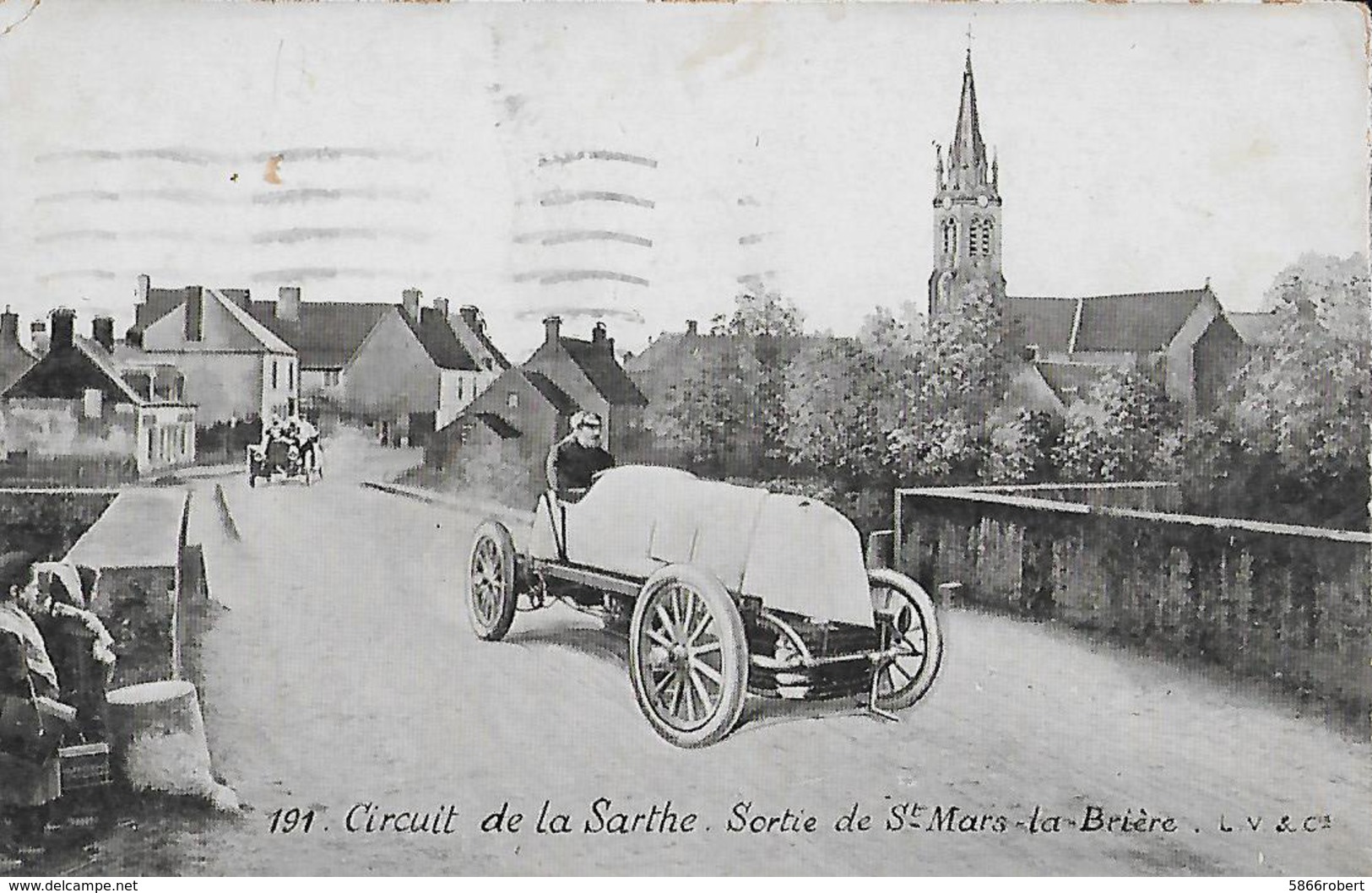 CARTE POSTALE ORIGINALE ANCIENNE AQUA PHOTO : CIRCUIT DE LA SARTHE VOITURES A LA SORTIE SAINT MARS LA BRIERE SARTHE (72) - Le Mans