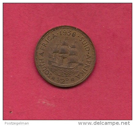 SOUTH AFRICA, Circulated Coin XF, 1958, 1/2 Penny, Elizabeth II,  KM45,  C1411 - D. 1 Penny