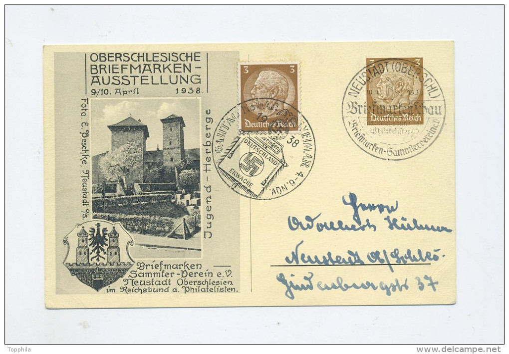 1939 3. Reich Privatganzsache Oberschlesische Briefmarkenausstellung Neustadt SST PP 122 C78/02 - Briefe U. Dokumente