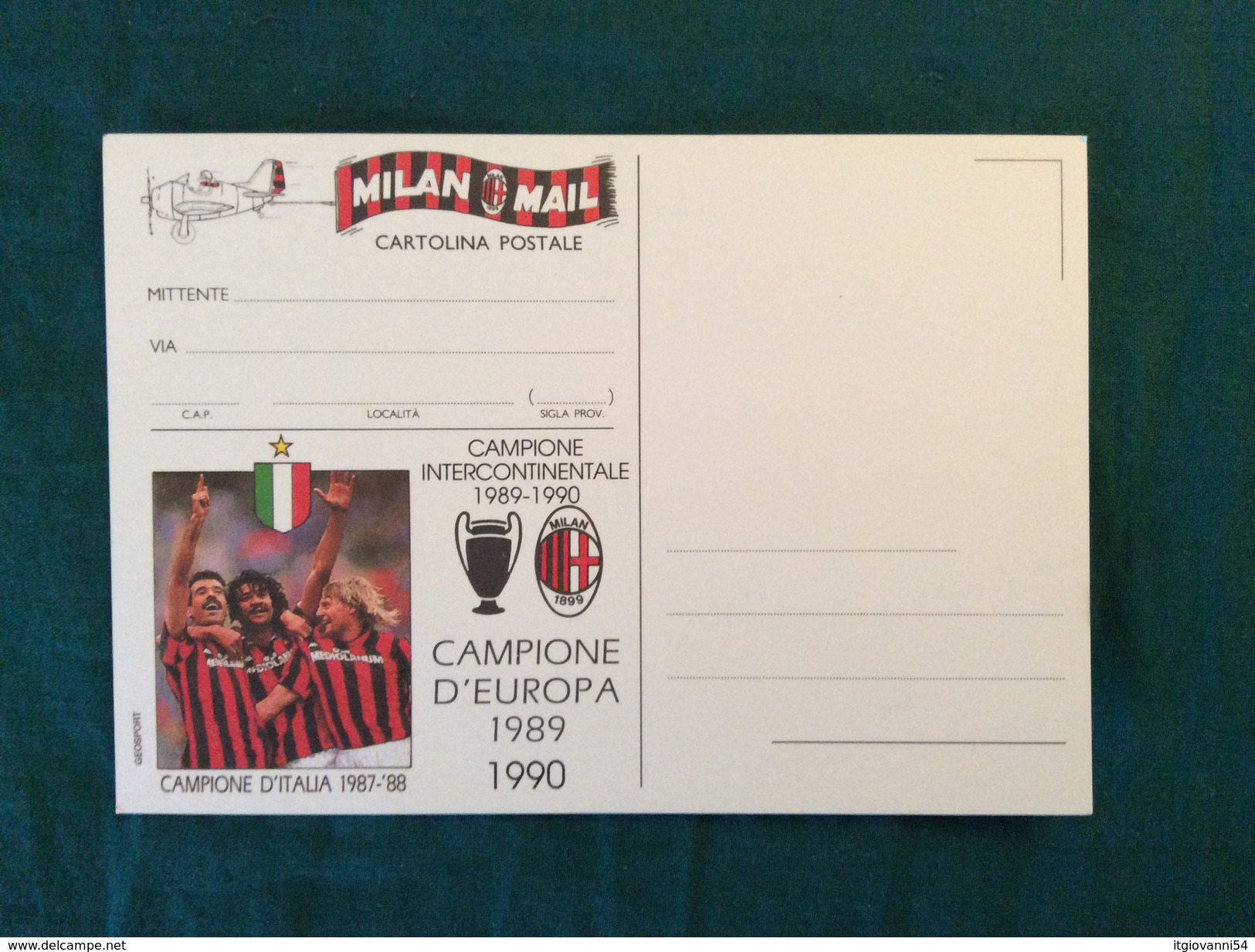 Cartolina Postale In Bianco Milan Mail Celebrativa Coppe Conquistate 1989-90 - Fussball