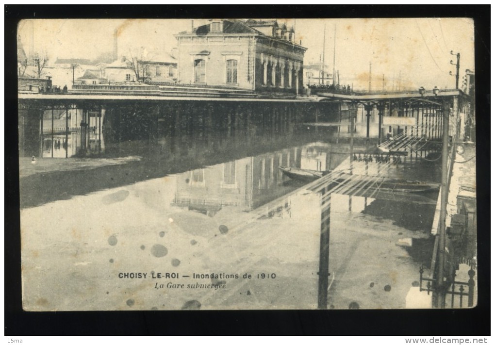 94 Val De Marne  Choisy Le Roi  La Gare Submergée Inondations De 1910 Petite Coupure En Partie Supérieure - Choisy Le Roi