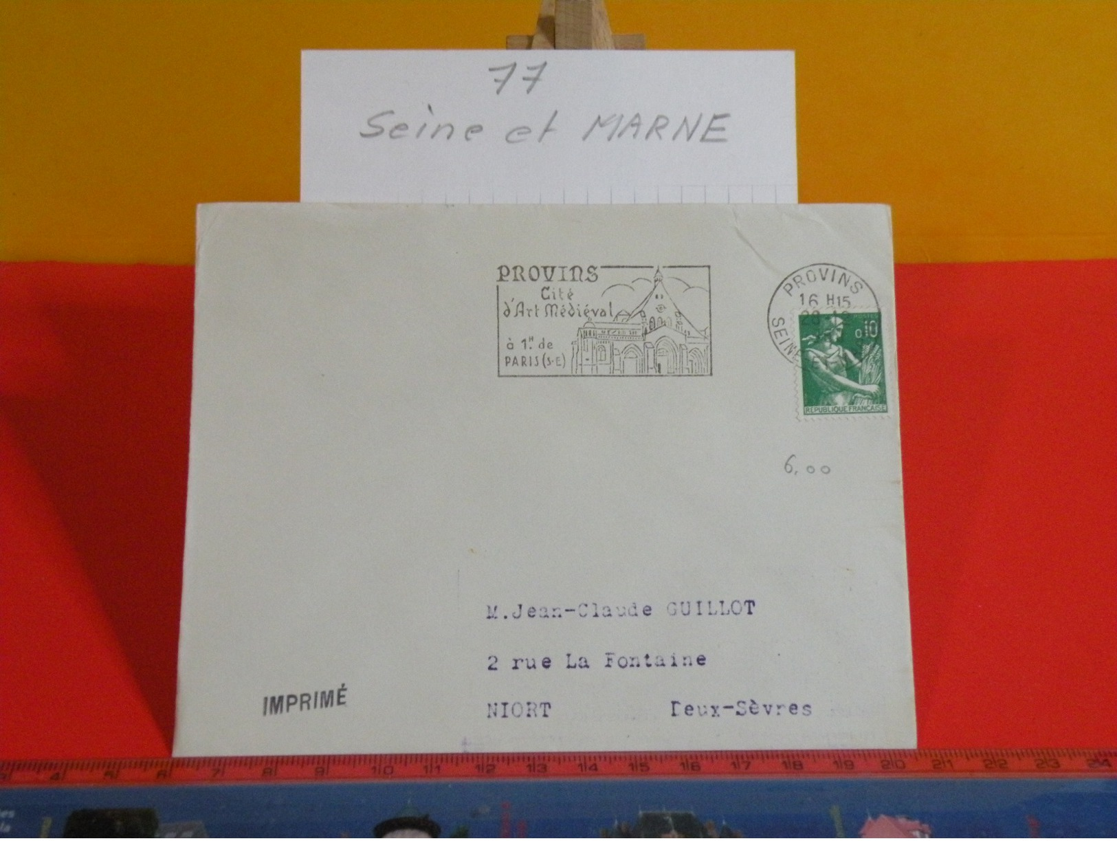 Marcophilie > Lettre > Flamme > 77 Seine Et Marne > Provins - à 1 H De Paris - 1963 - Oblitérations Mécaniques (flammes)