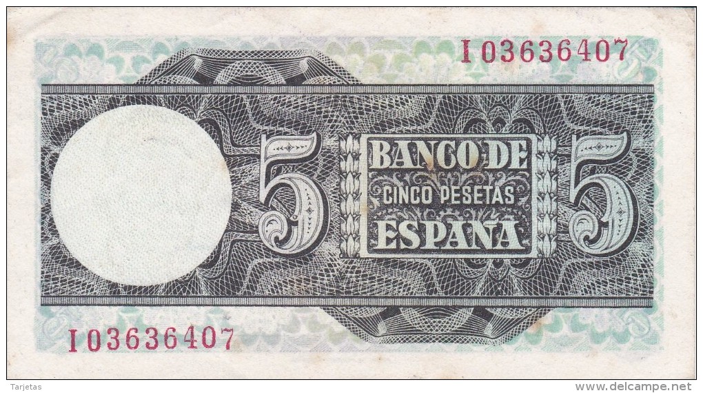 BILLETE DE ESPAÑA DE 5 PTAS DEL 1948 SERIE I CALIDAD MBC (BANKNOTE) - 5 Pesetas