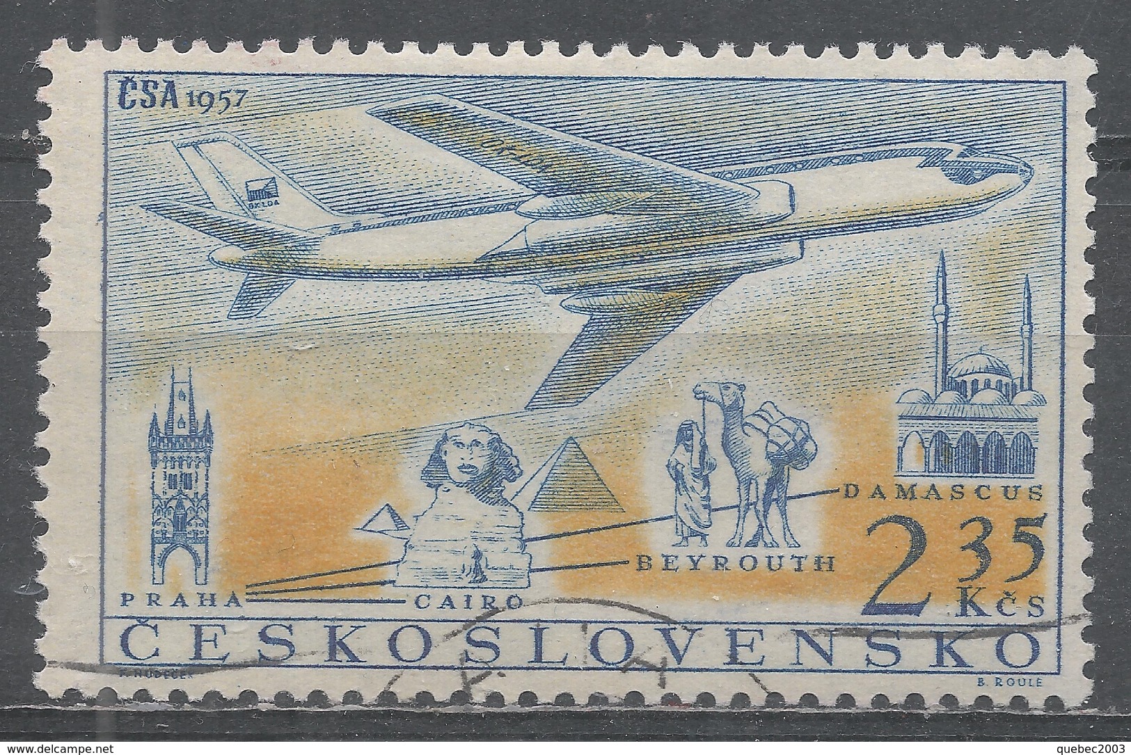 Czechoslovakia 1957. Scott #C46 (U) Airline, Prague-Cairo-Beirut-Damascus. - Luftpost