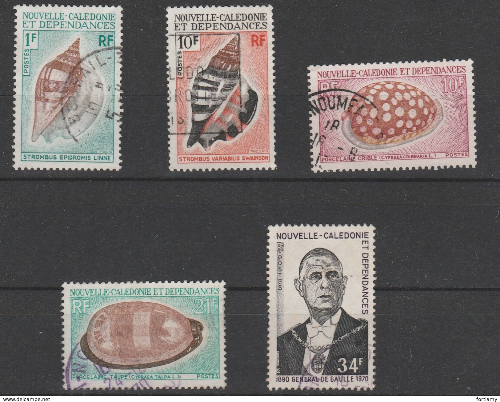 LOT 60 NOUVELLE CALEDONIE N°368-369-370-371-  377 OBLITERE - Verzamelingen & Reeksen