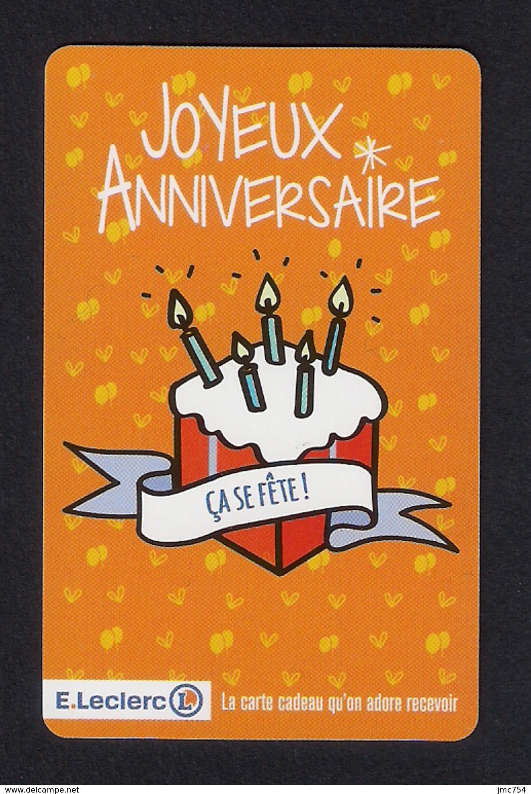 Carte cadeau E.Leclerc. Joyeux Anniversaire (F). Gift card. Geschenkkaart.  Tarjeta Regalo.