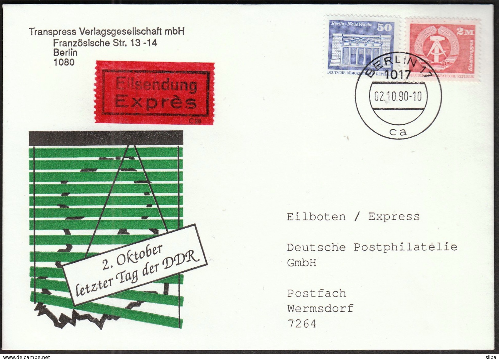 Germany Berlin 1990 / 2nd October, Last Day Of DDR - Storia Postale