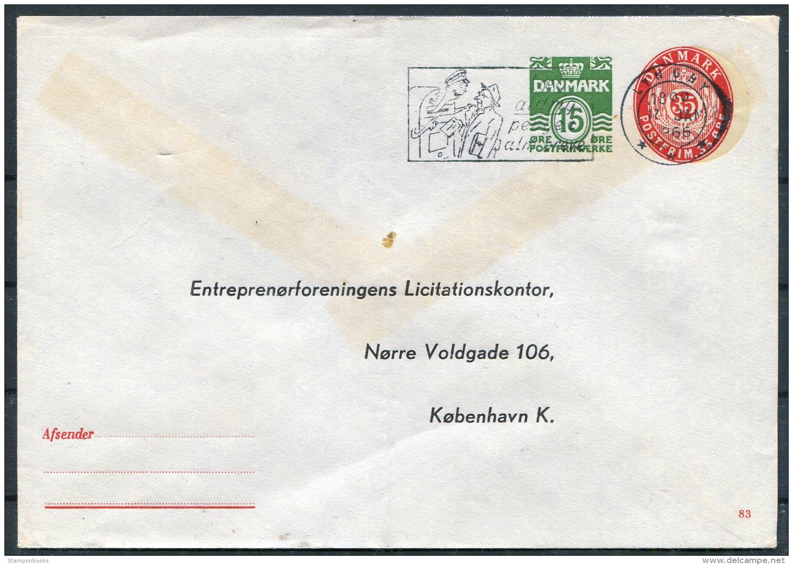 Denmak Private Stationery Cover Entreprenorforeningens Licitationskonter. - Postal Stationery