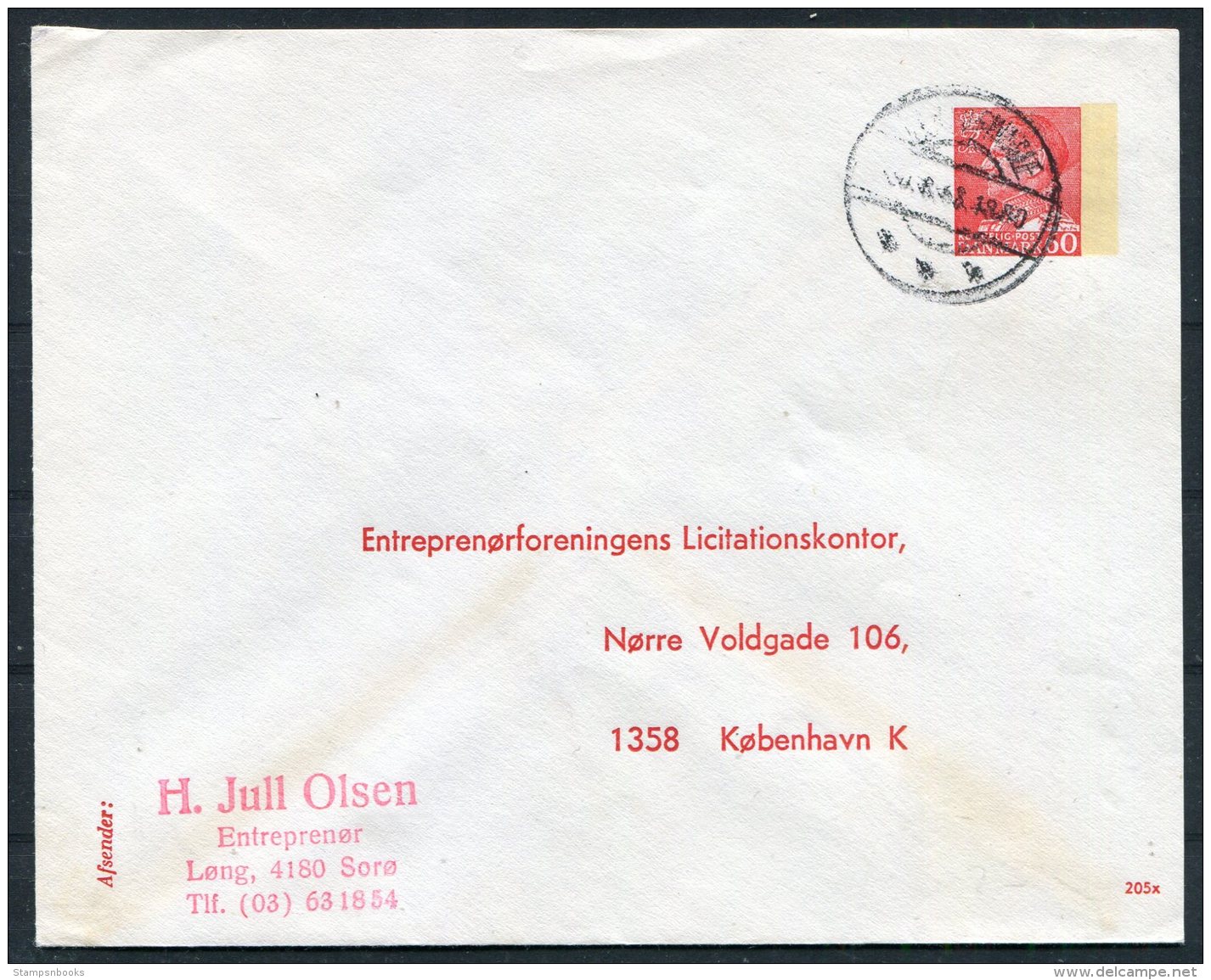 Denmak Private Stationery Cover Entreprenorforeningens Licitationskonter. - Postal Stationery