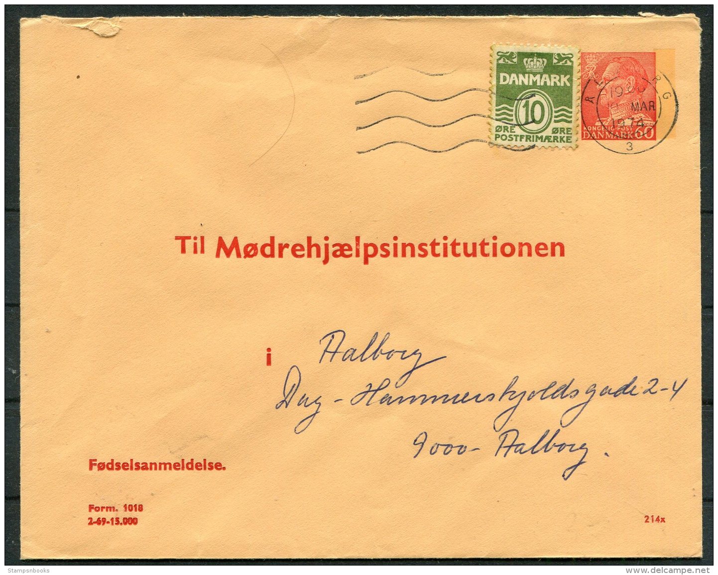 1974 Denmak Private Stationery Cover. Aalborg - Postal Stationery