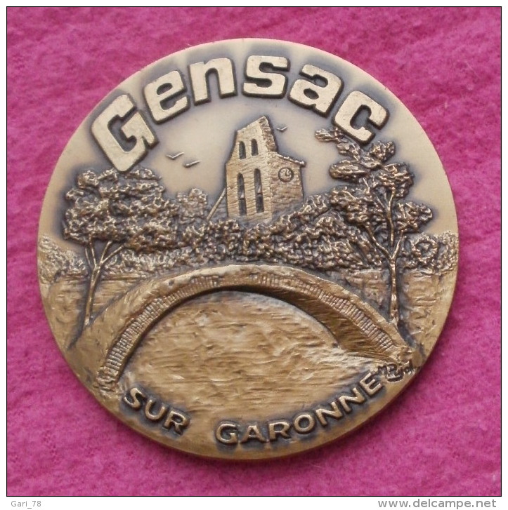 Medaille En Bronze FL (Florentin) GENSAC Sur Garonne 65 Mm - Other & Unclassified