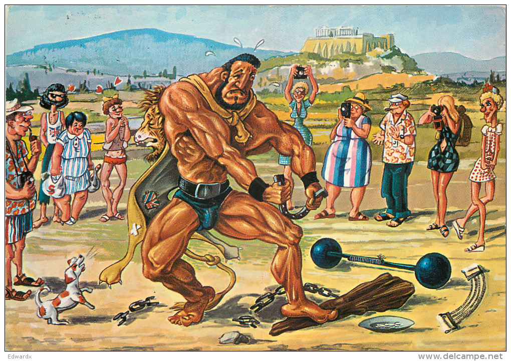 Hercules, Cartoon, Greece Postcard Posted 1984 Stamp - Griechenland