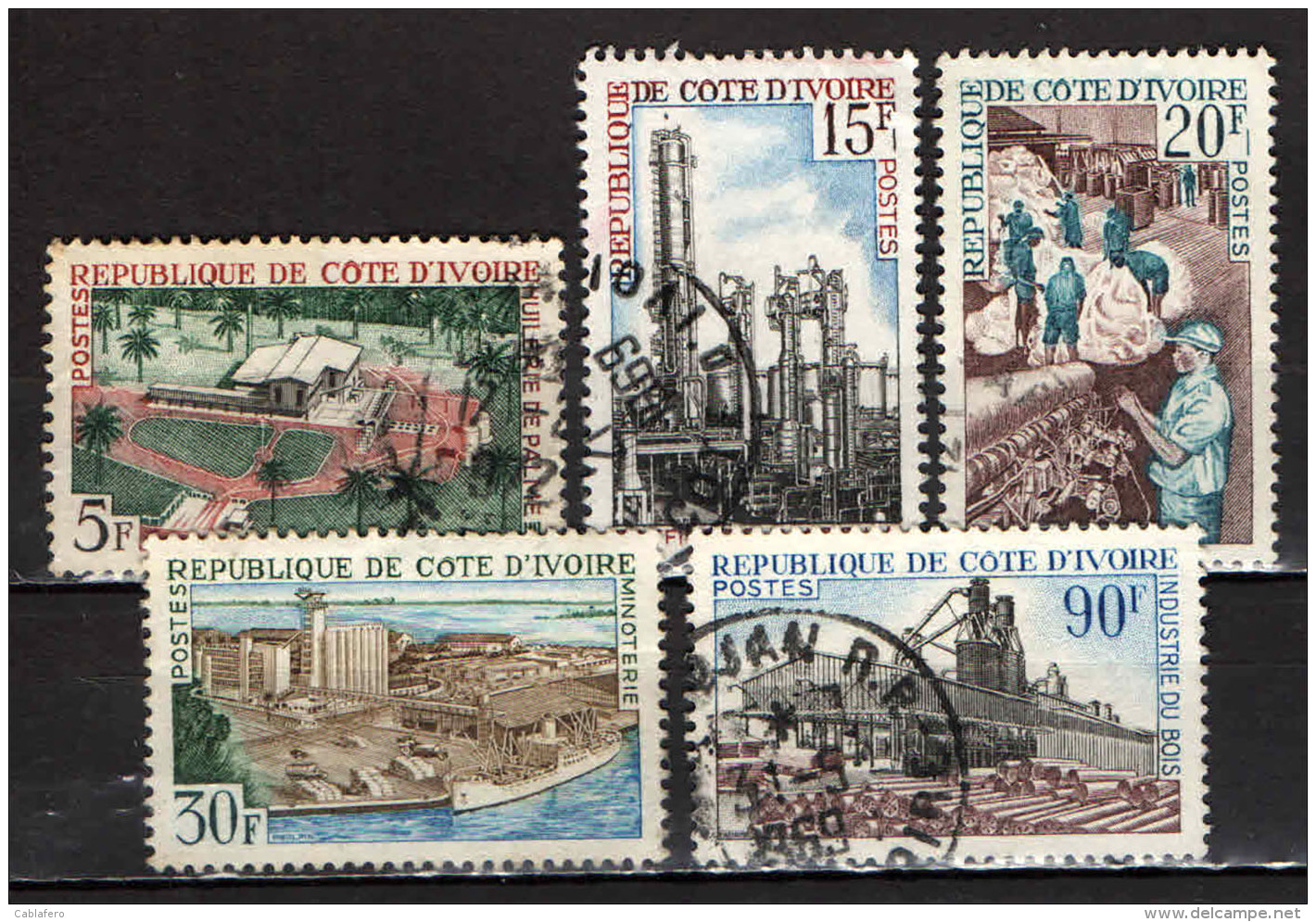 COSTA D'AVORIO - 1968 - PRODUZIONE DI BURRO DI CACAO - INDUSTRIA DEL LEGNO - RAFFINERIA DI ABIDJAN - COTONE - USATI - Ivory Coast (1960-...)