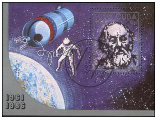 Cuba 1986 Astronomy And Space Used Cancelled M/Sheet (U-28) - Astronomie
