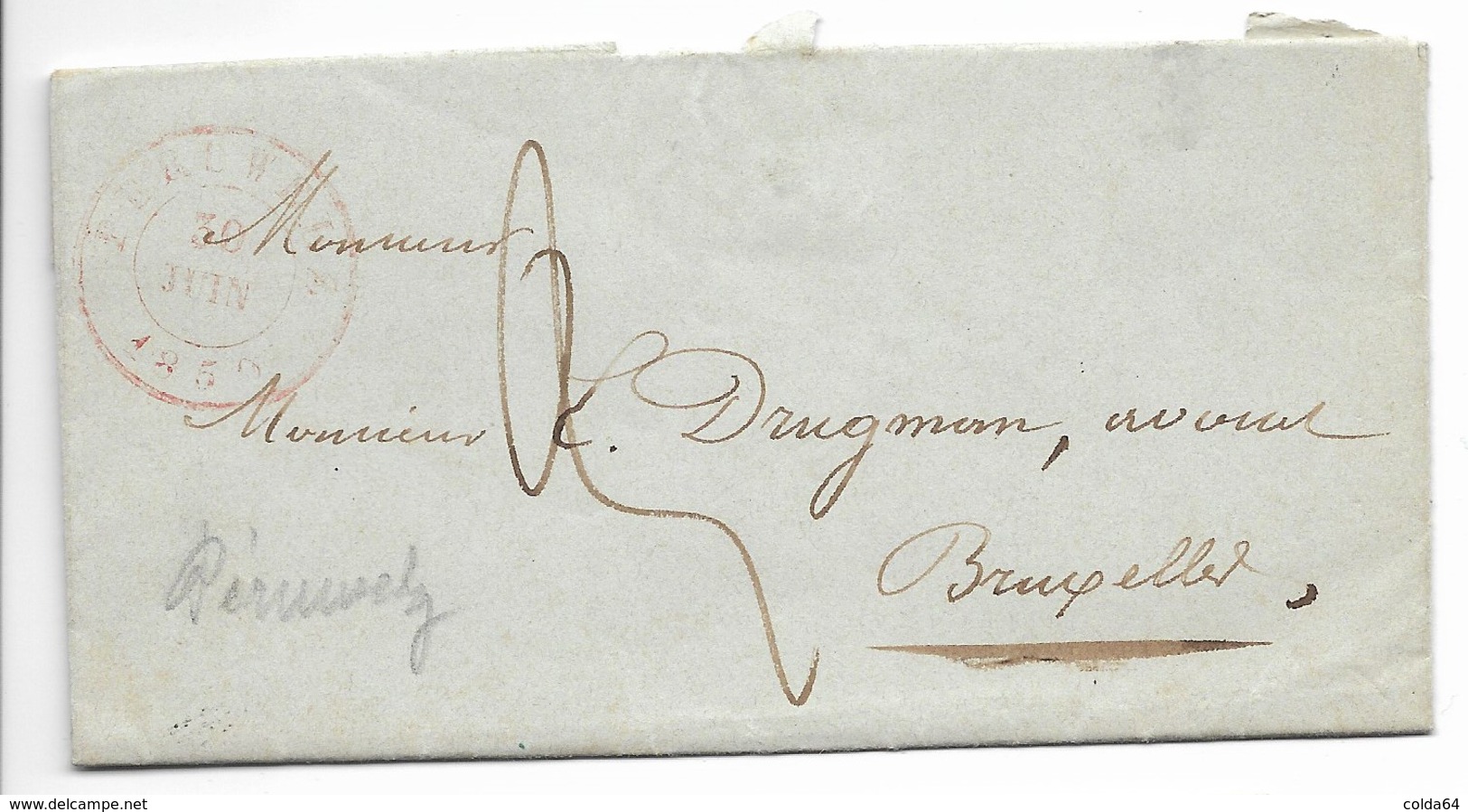 Lettre De Peruwelz Pour Bruxelles - 1830-1849 (Belgica Independiente)