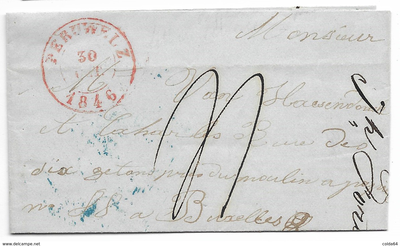 Lettre De Peruwelz Pour Bruxelles. 1846. - 1830-1849 (Belgique Indépendante)