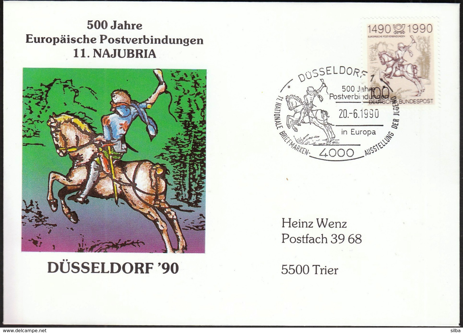 Germany Dusseldorf 1990 / 11th National Youth Philatelic Exhibition / NAJUBRIA / 500 Years Of Post Traffic In Europe - Filatelistische Tentoonstellingen