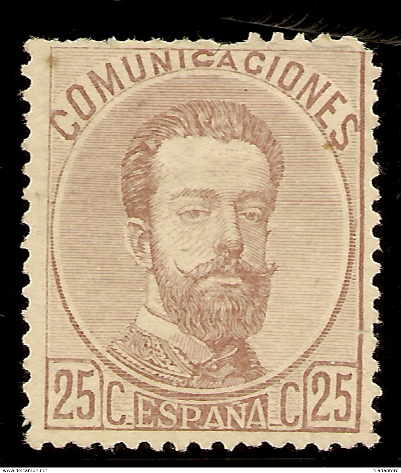 Edifil  124 (*)   25 Céntimos Castaño     Amadeo I    1872     NL1048 - Ungebraucht