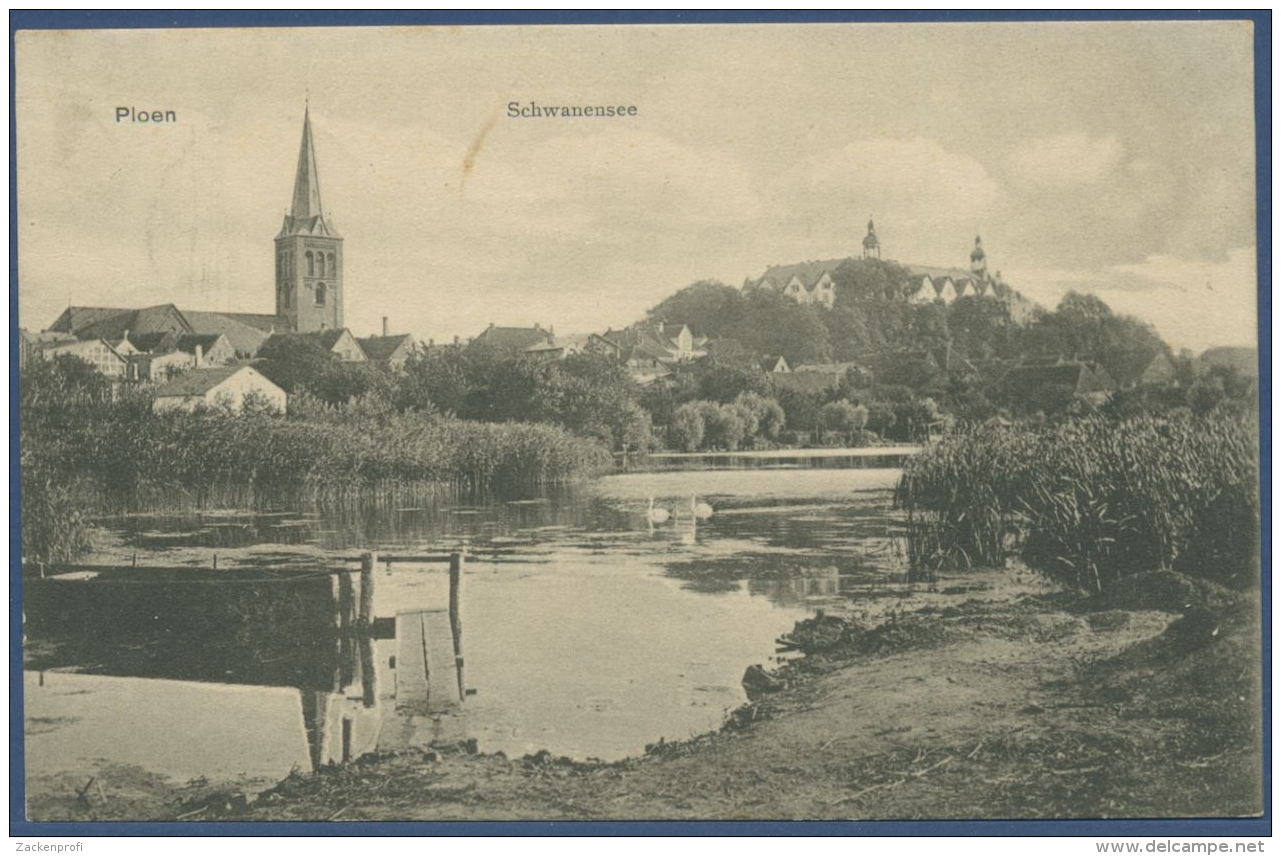 Plön Schwanensee Blick Auf Altstadt Und Schloß, Gelaufen 1912 (AK1068) - Ploen