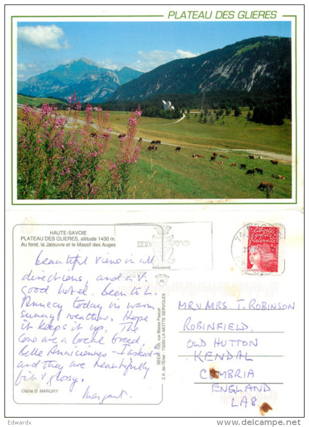 Plateau Des Glieres, Haute-Savoie, France Postcard Posted 1998 Stamp - Andere & Zonder Classificatie