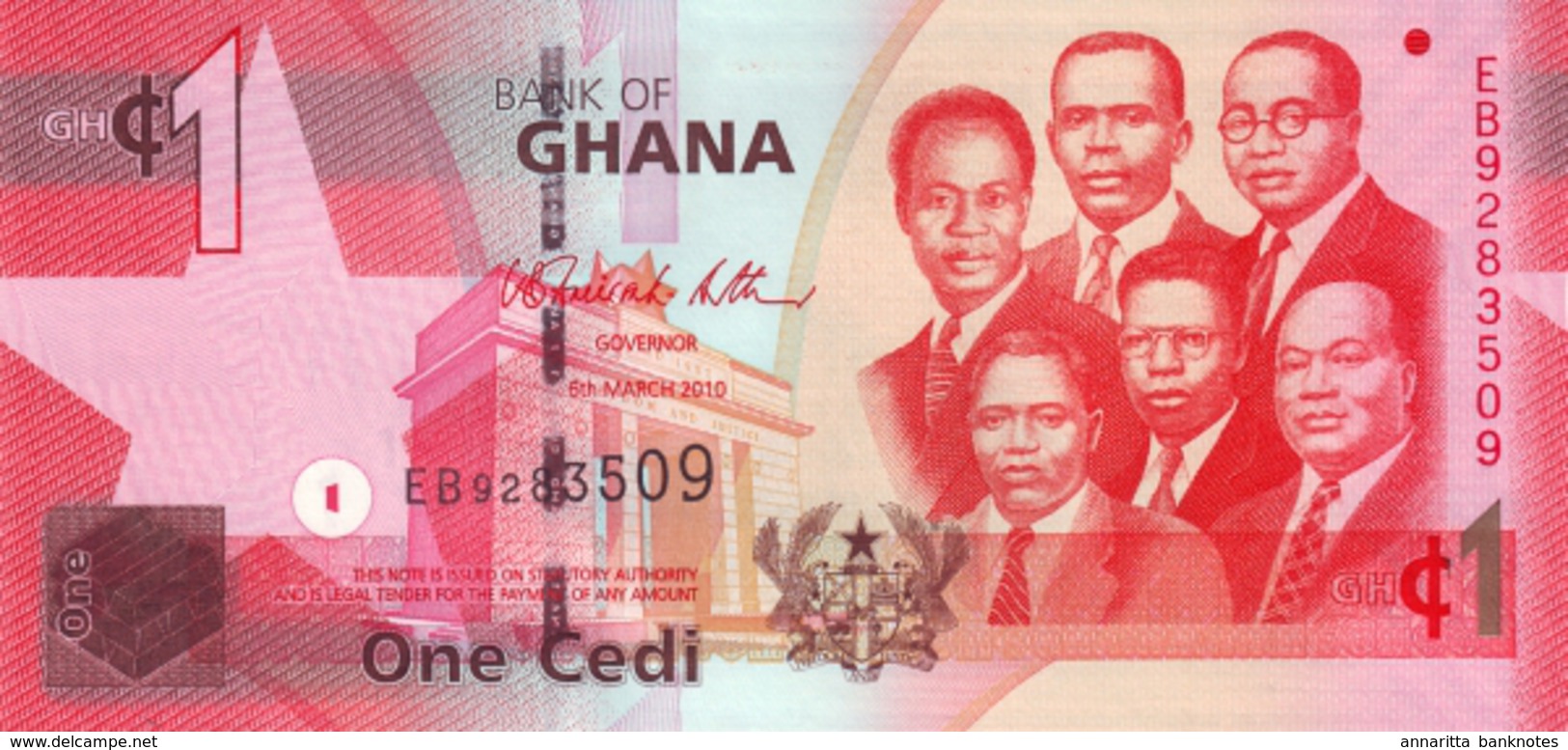 Ghana (BOG) 1 Cedi 2010 Series E UNC Cat No. P-37c / GH145c - Ghana