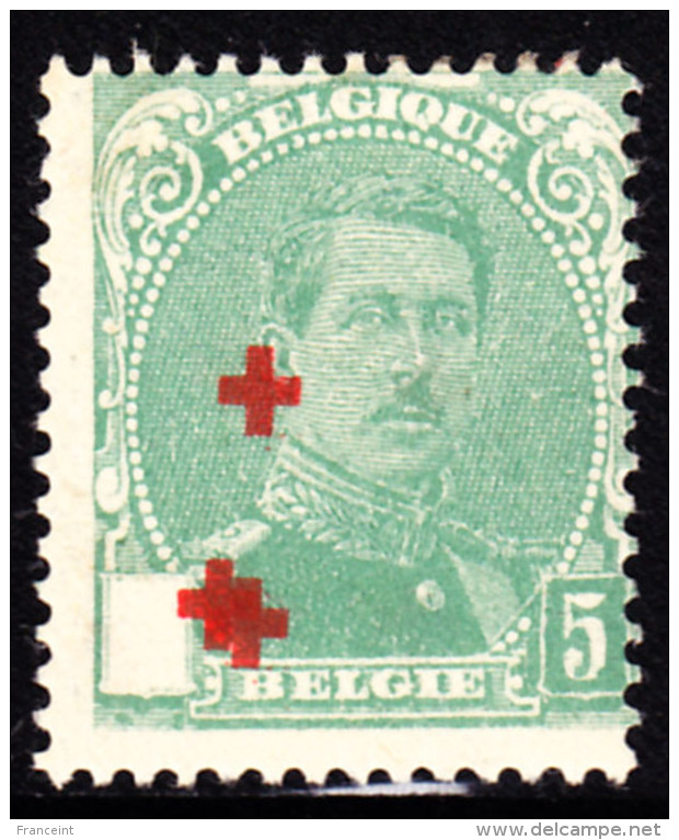 Belgium 1914 King Albert I 5c Triple Cross Overprint. Scott B25. MH. - 1914-1915 Red Cross