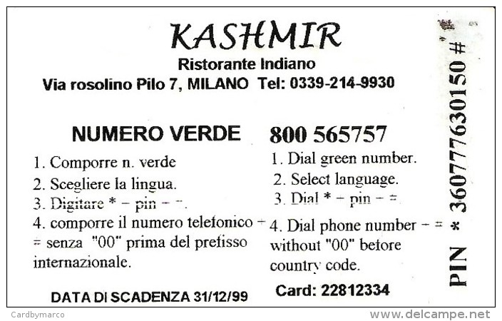 *ITALIA - KASHMIR* - Scheda Usata - Schede GSM, Prepagate & Ricariche