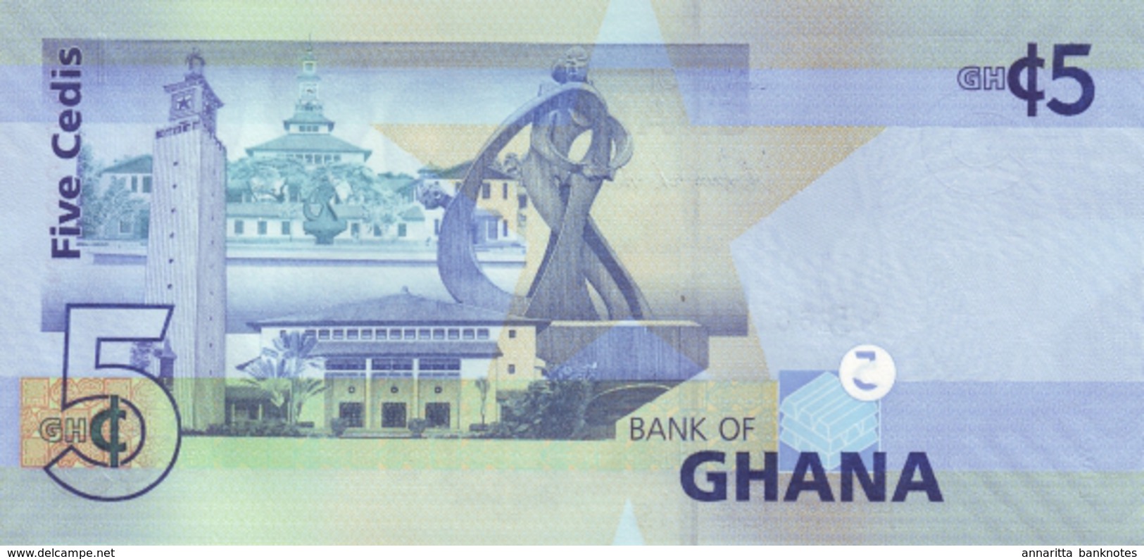 Ghana (BOG) 5 Cedis 2010 UNC Cat No. P-38b / GH146b - Ghana