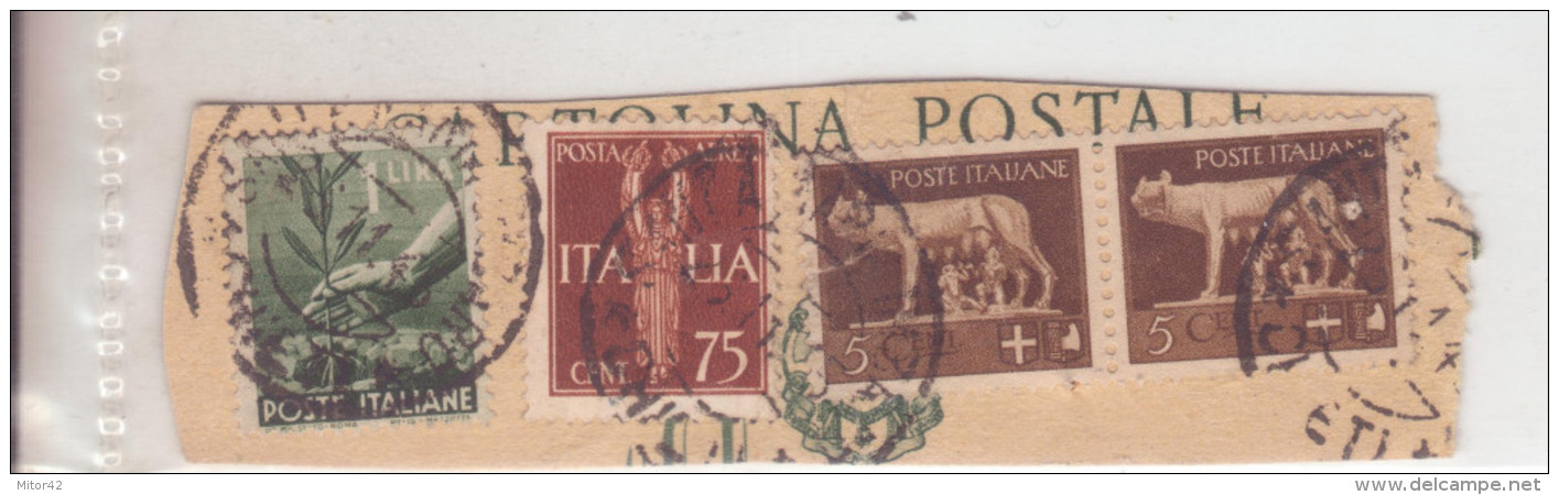 171-Mista Regno-Democratica Su Frammento Di I.P.-5c.(x2) Imperiale+75c.P.A.+iL.Democratica - Altri & Non Classificati