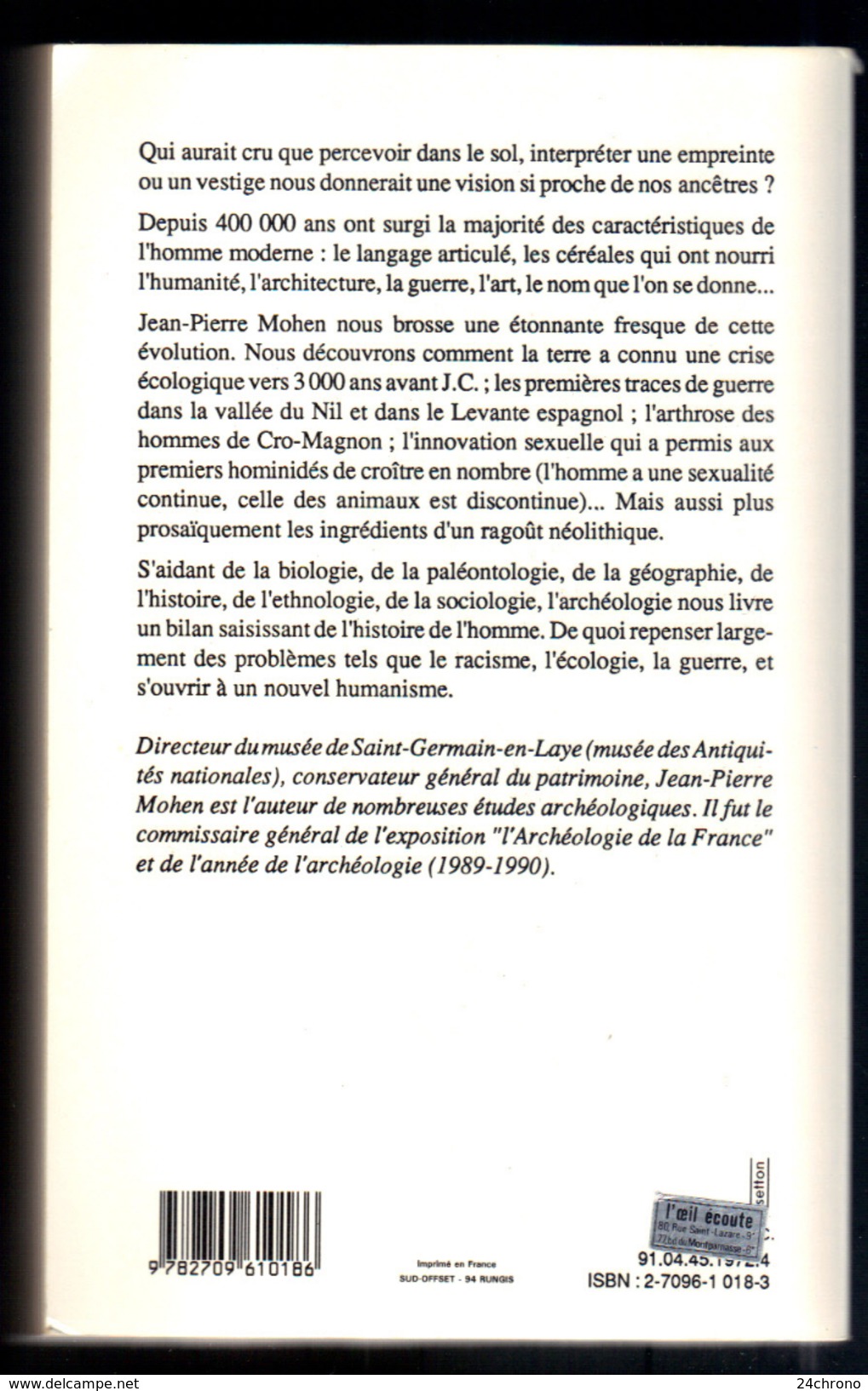 Livre: Vous Avez Tous 400 000 Ans Par Jean Pierre Mohen (16-2795) - Histoire