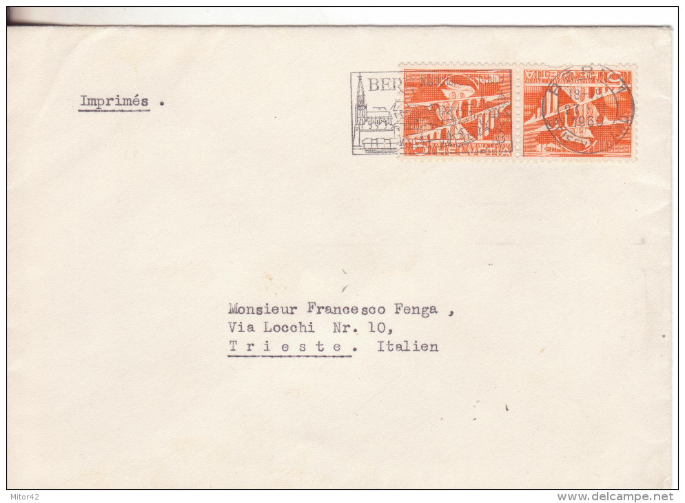 3-Svizzera-10c.+10c. Paesaggi In Tete Beche-Storia Postale-v.1960 X Trieste - Tete Beche