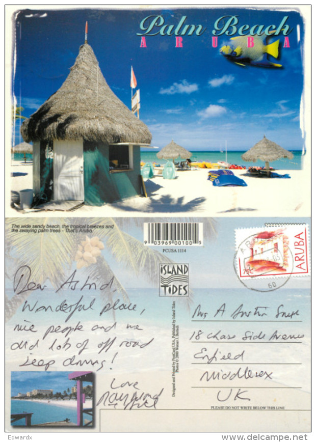 Palm Beach, Aruba, Aruba Postcard Posted 2003 Stamp - Histoire, Philosophie Et Géographie