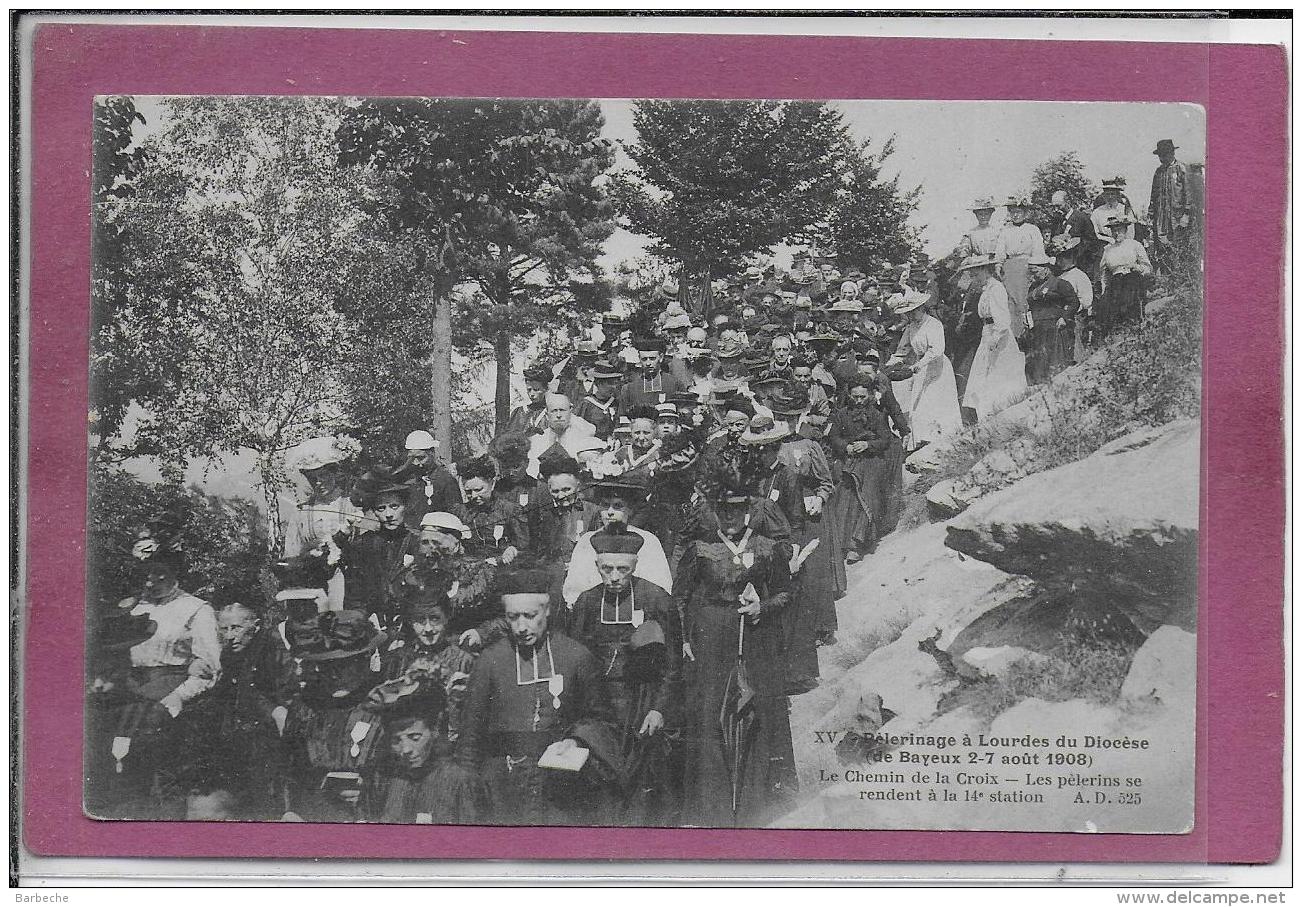 14.- 8 SUPERBES CARTES .- Pélerinage à LOURDES du Diocèse de BAYEUX  2-7 Aout 1908 .Le Chemin de Croix ( port gratuit)