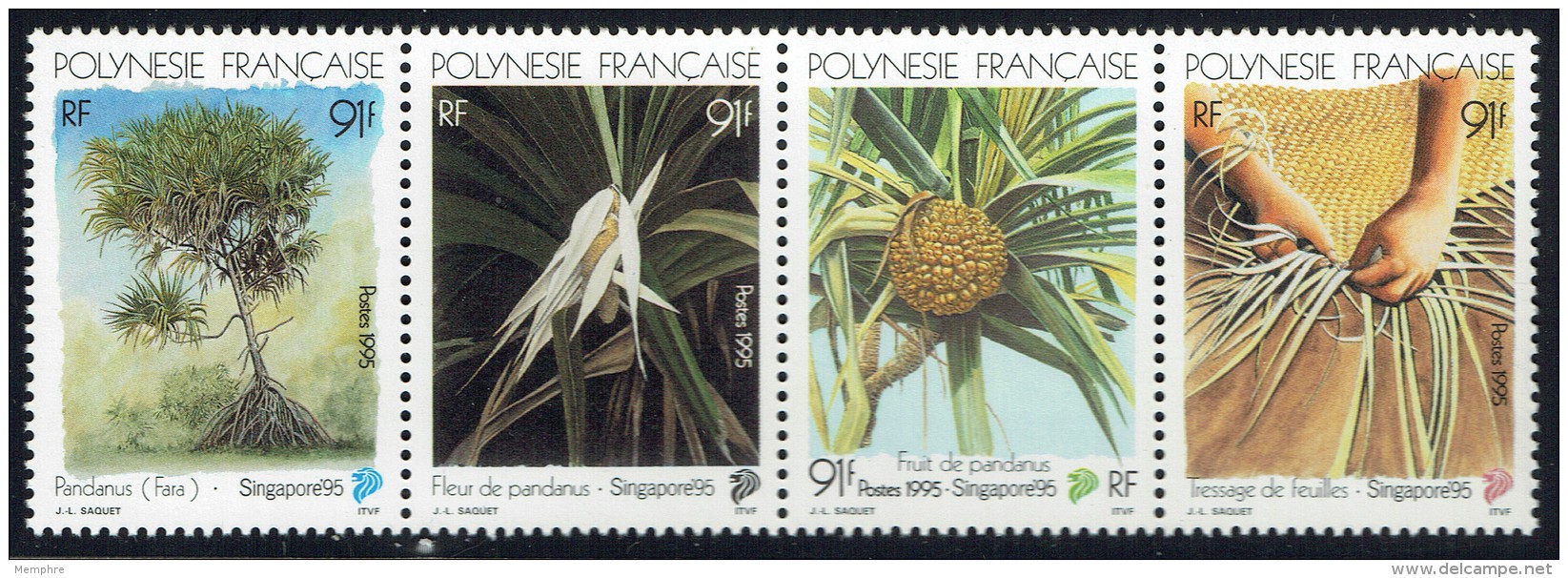 1995  Expo Singapore'95: Le Pandamus: Arbre, Fleur, Fruit, Tissage Des Feuilles  Yv 494-7  Bande De 4 ** - Neufs