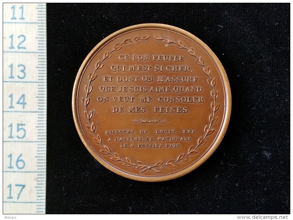 Medaille Bronze,  Discours De Louis XVI A L'Assemblée Nationale Le 4 Fevrier 1790 - Royaux / De Noblesse