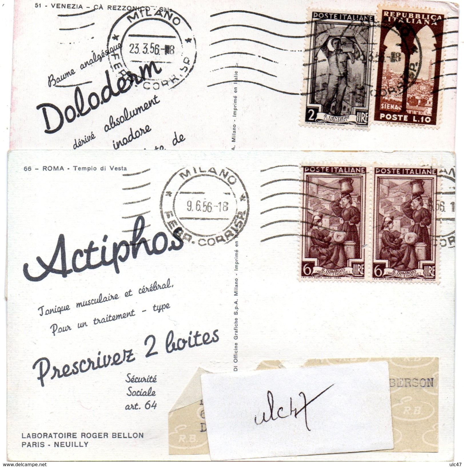 ITALIE. - 10 Cartes postales - molto bei francobolli - voir les scans -